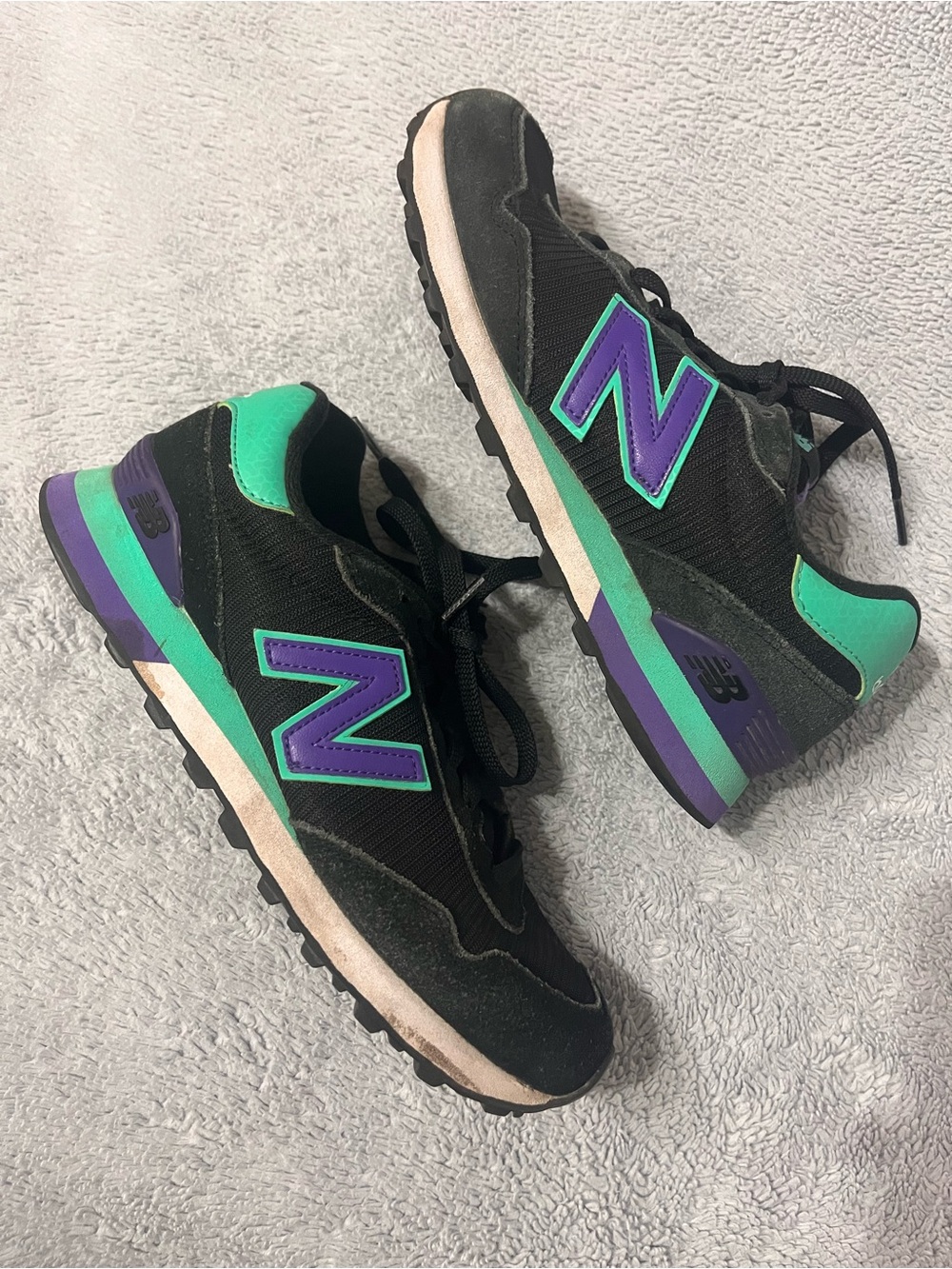 NEW BALANCE 515 Black Suede Turquoise Purple Colorway Sneakers Size 7.5
